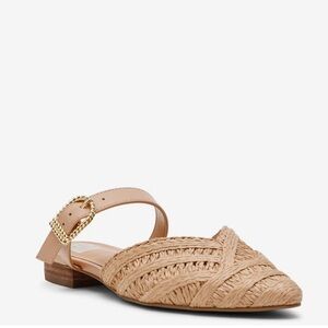 DV by Dolce Vita DEMI Beige Raffia Pointed Slingback Flats